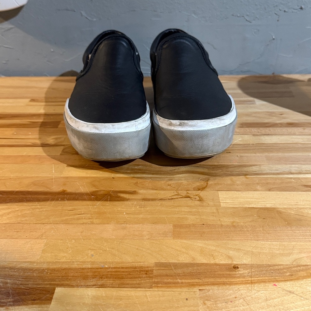 VANS stacked black leather slip ons. Excellent condition. Womens 9.5US - Picture 4 of 8